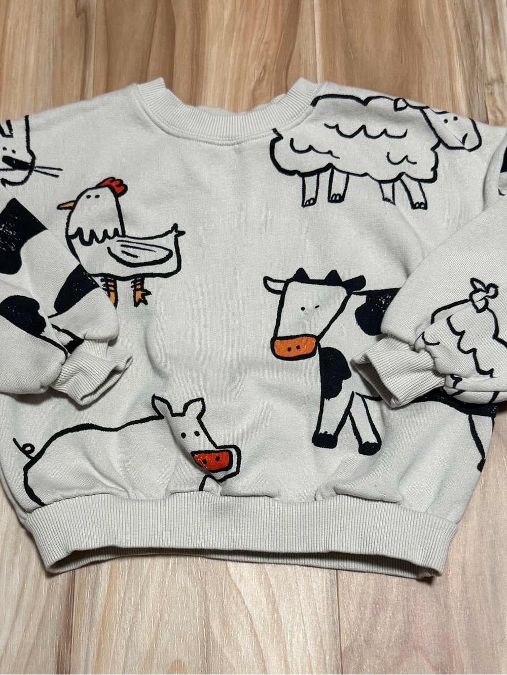 Zara Cream Kids Animal Print Sweatshirt with Black and Orange Details